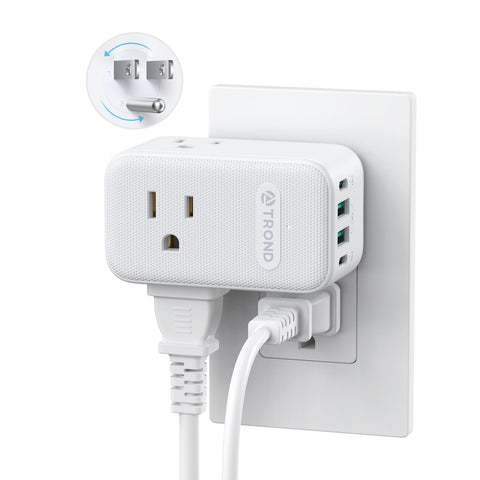 TROND outlet extender with 360 rotating plug fits tight spaces behind furniture