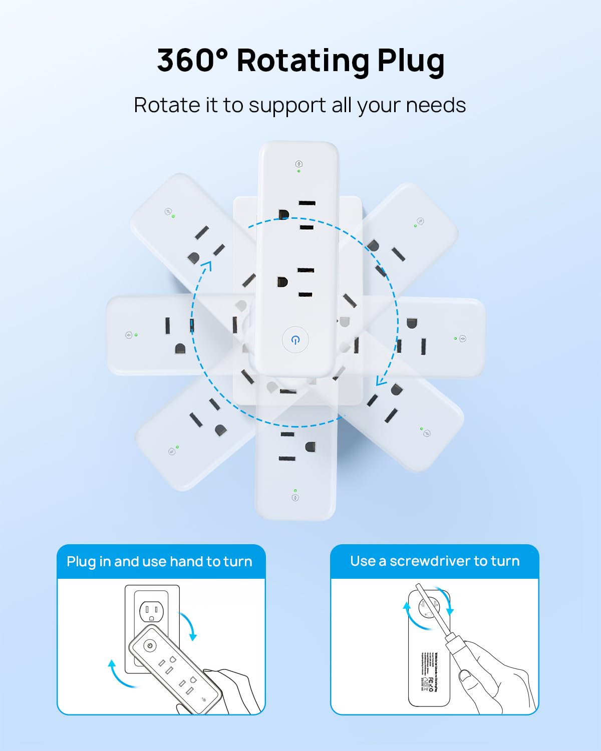 TROND four-sided design with space for large adapters.