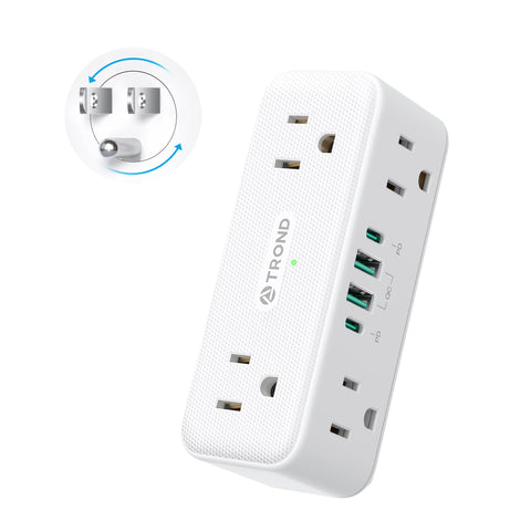 TROND outlet extender with six AC outlets on three sides for flexible room power