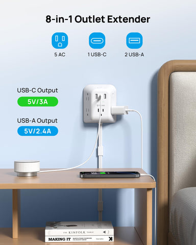 TROND 8-in-1 outlet extender powers eight devices at once