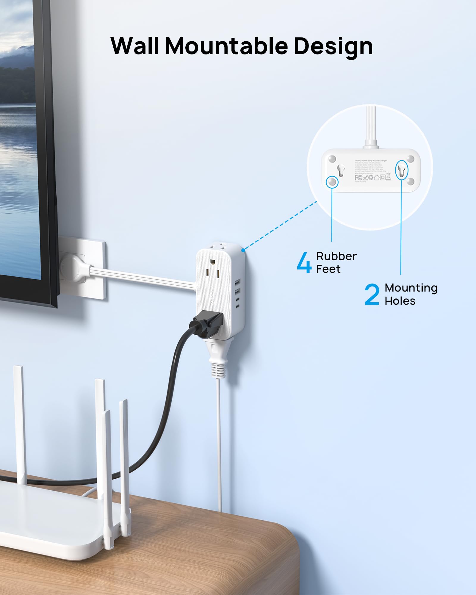 TROND 6-inch cord keeps desk tidy and cables managed.