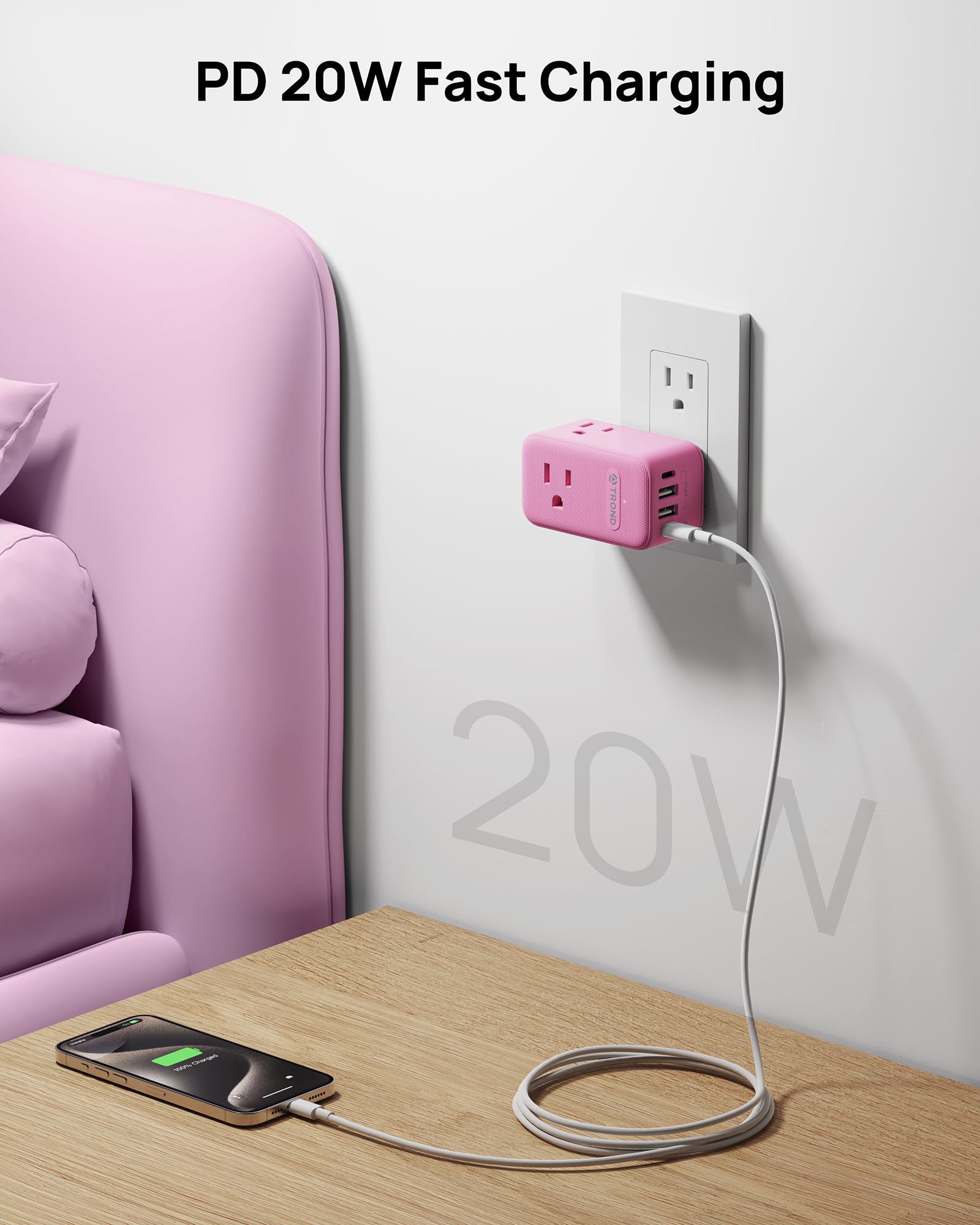 TROND compact travel size plug is easy to pack in bags.