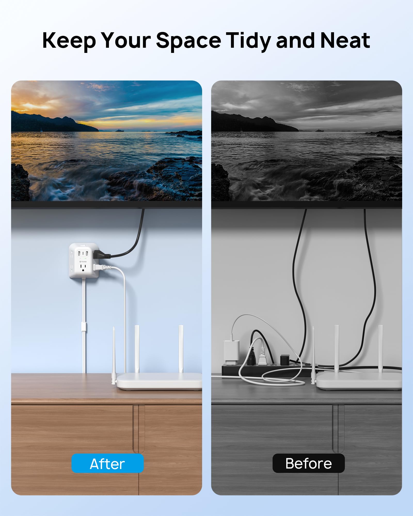 TROND cord-management clips keeping cables neat and safe