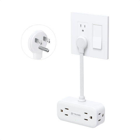 TROND Outlet Extender with flat plug and four sockets for space-saving setup