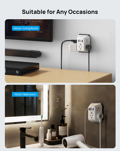 TROND 5-outlet USB-C extender ideal for home office setups