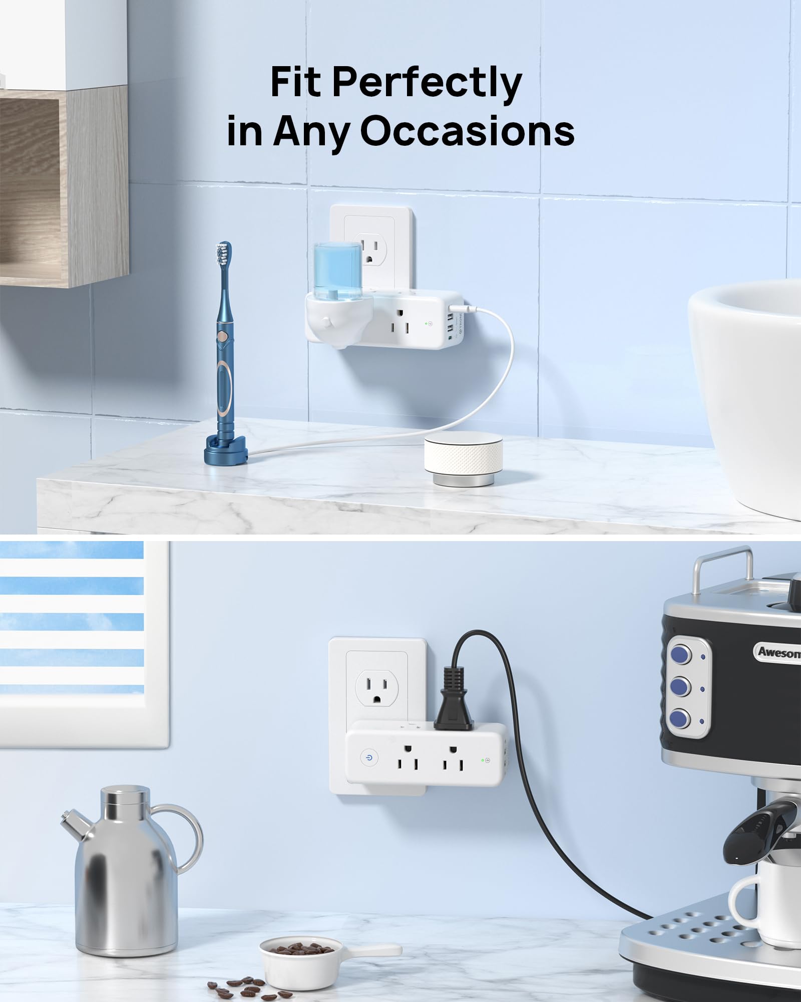 TROND outlet extender in UL94 V-0 PC+ABS shell protecting devices.