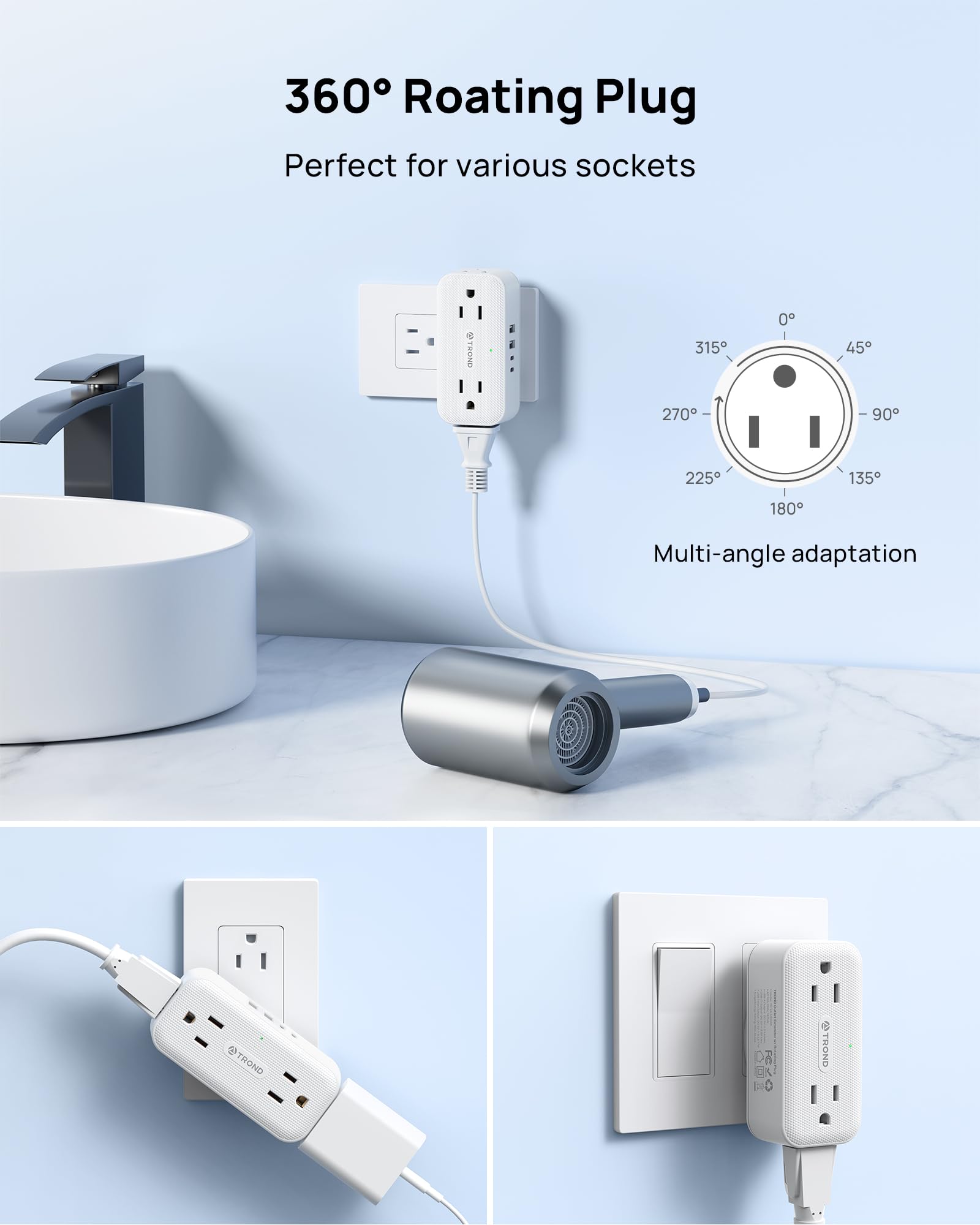 TROND three-sided outlet design maximizing wall space