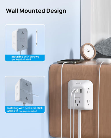 TROND USB-A ports on outlet extender for phones and gadgets