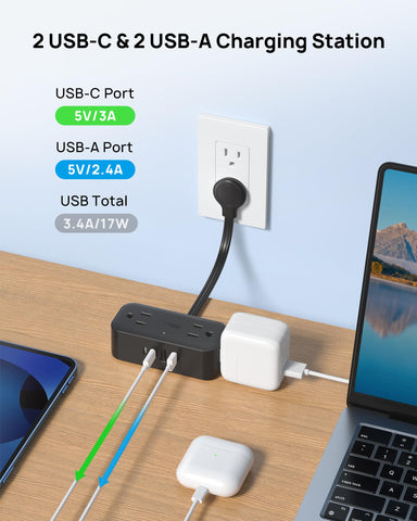 TROND USB-C and USB-A ports support multiple devices.