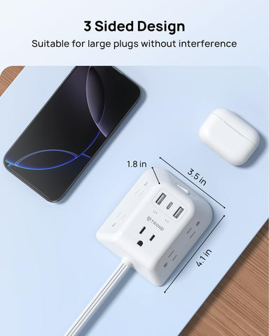 TROND USB-C port on outlet extender for fast charging