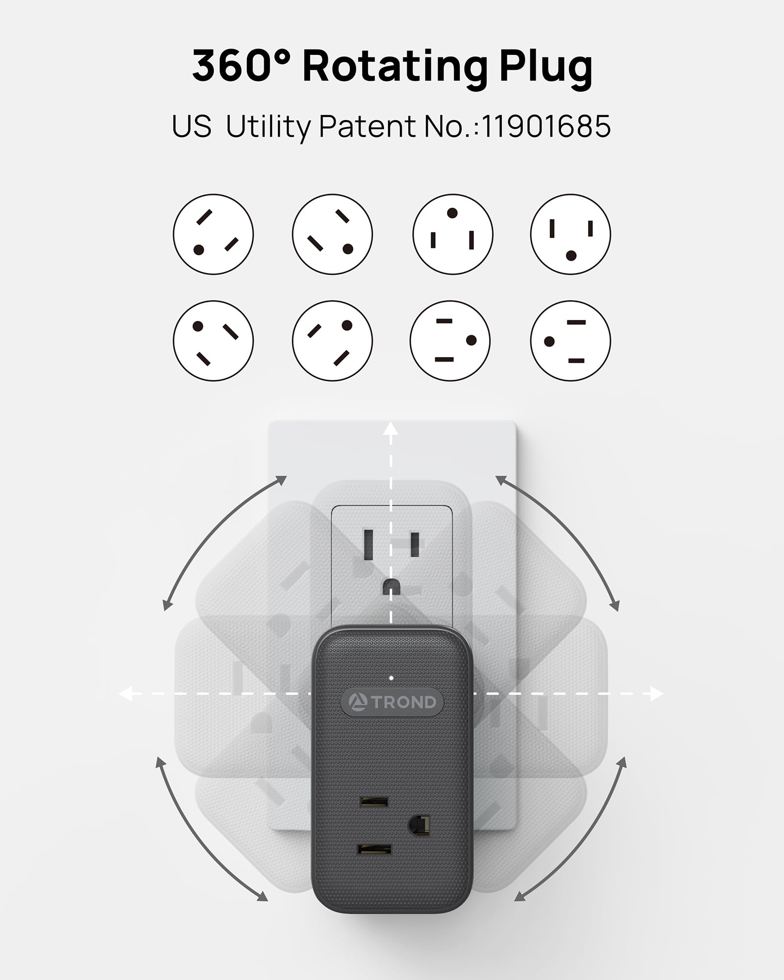 TROND outlet extender offers two USB-C ports for quick charging.