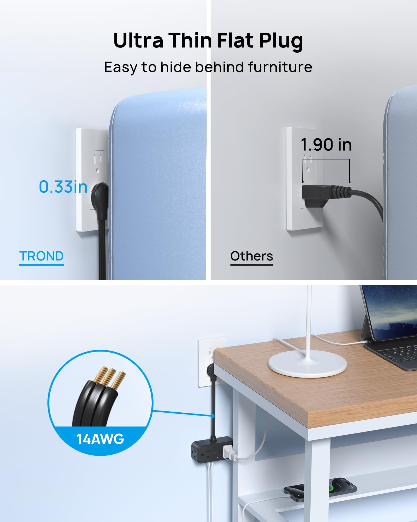 TROND USB ports extender provides fast charging for devices simultaneously.