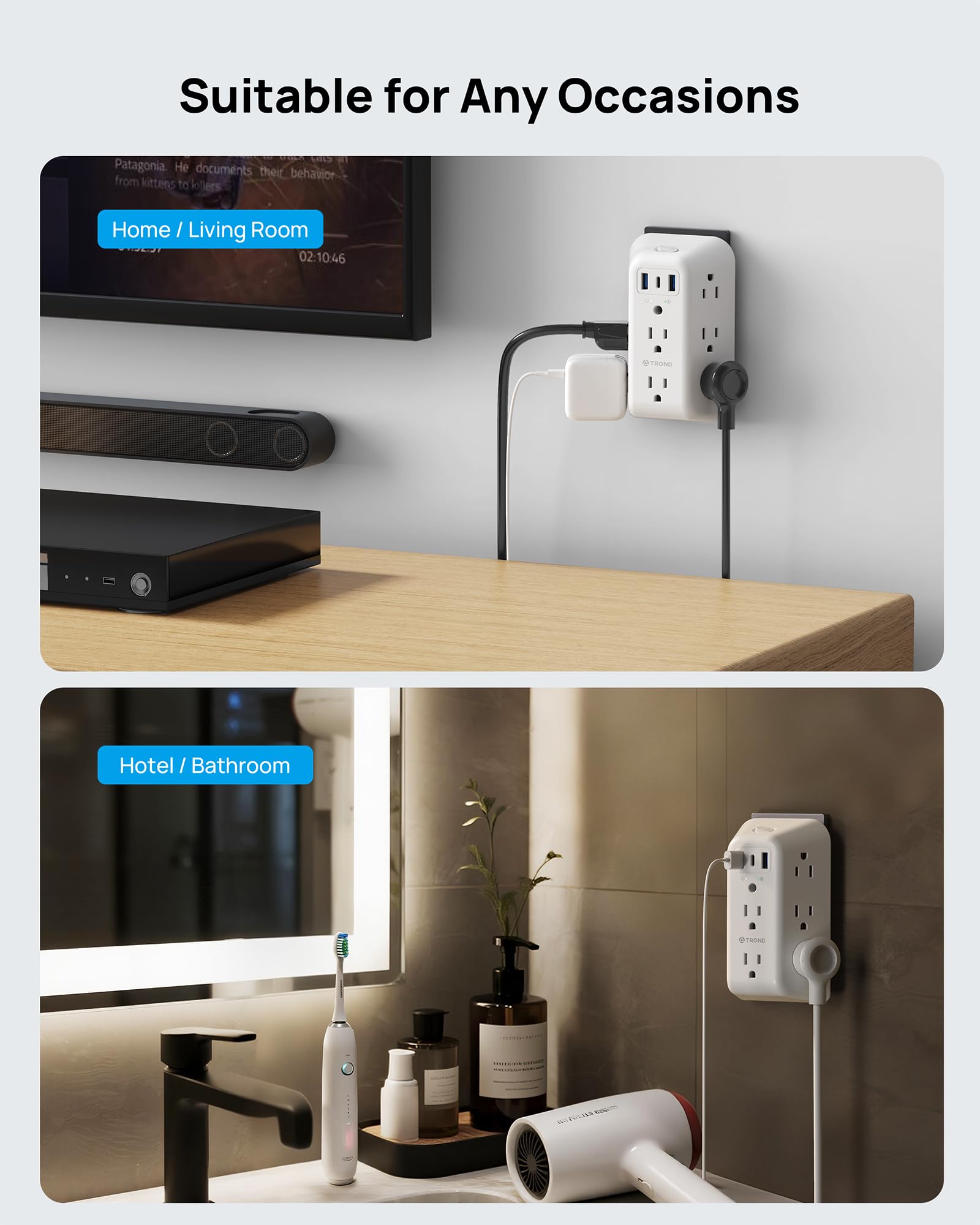 TROND wall-mount ready extender secured on the wall.