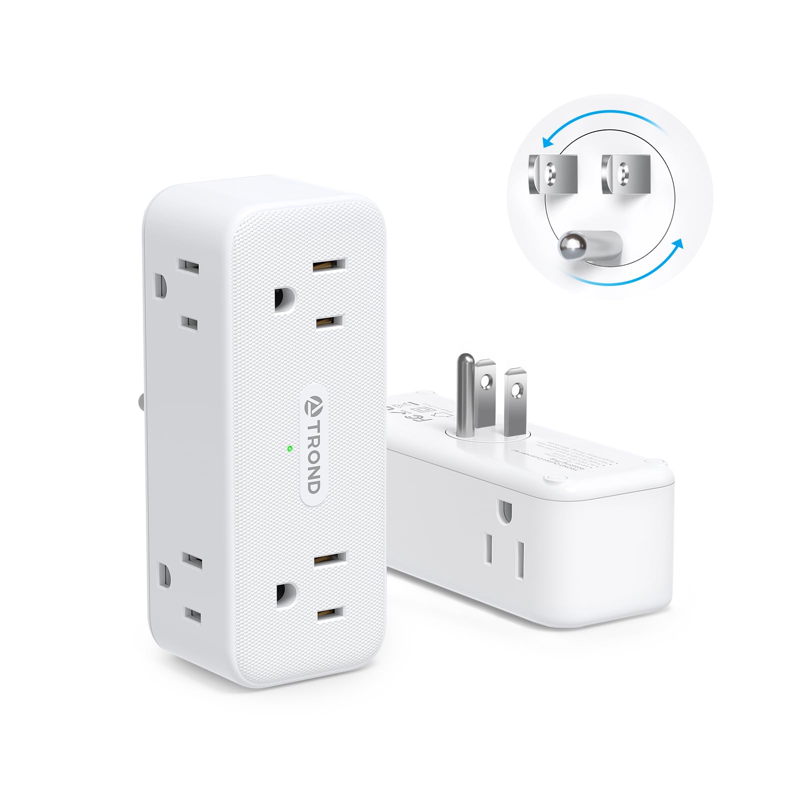 TROND rotating outlet with six spaced outlets for organized charging at home.