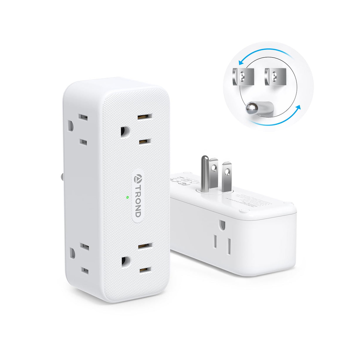 TROND rotating outlet with six spaced outlets for organized charging at home.