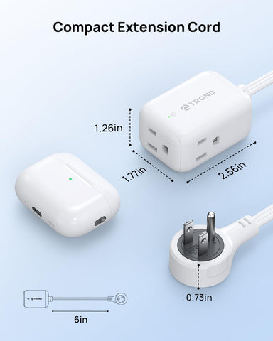 TROND compact cord behind kitchen counter reducing clutter and mess