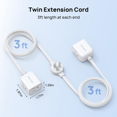 TROND Split Extension Cord installed behind TV stand for clutter-free setup.