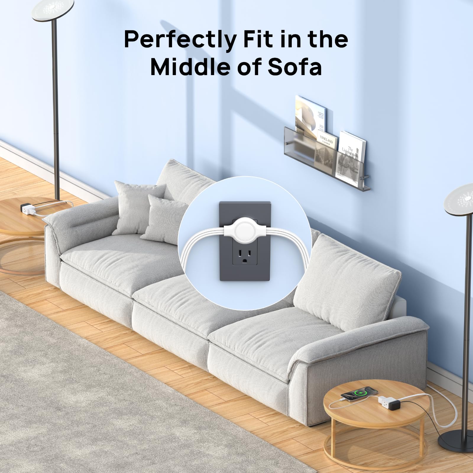 TROND Split Extension Cord ideal for makeup mirrors, lamps, and holiday lights.