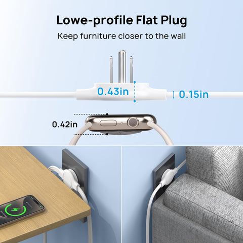 TROND Split Extension Cord twin 3ft right cube offers flexible access from both sides.