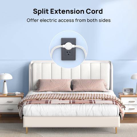 TROND Split Extension Cord white indoor cord with durable copper conductors.