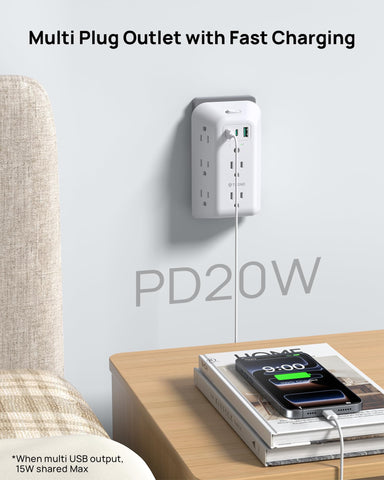 TROND three-sided wide-space design eases bulky adapters.