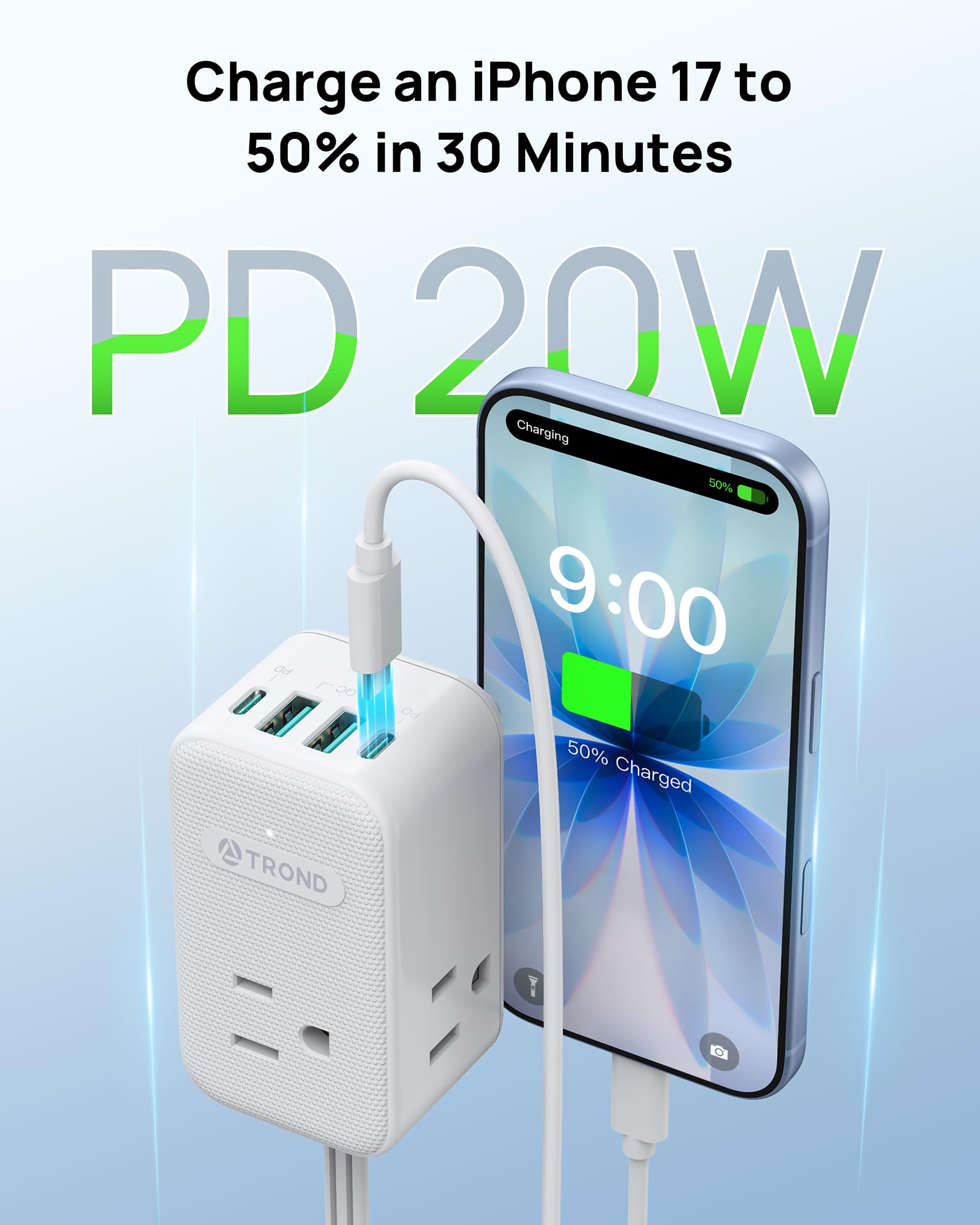 TROND travel-friendly power socket supports 120–240V for cruises and homes