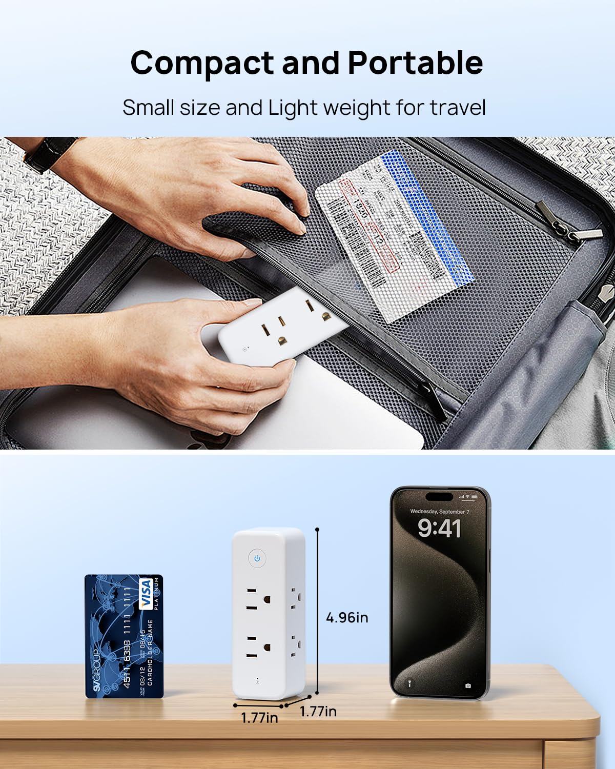 TROND wide-spaced outlets prevent large adapters from blocking others