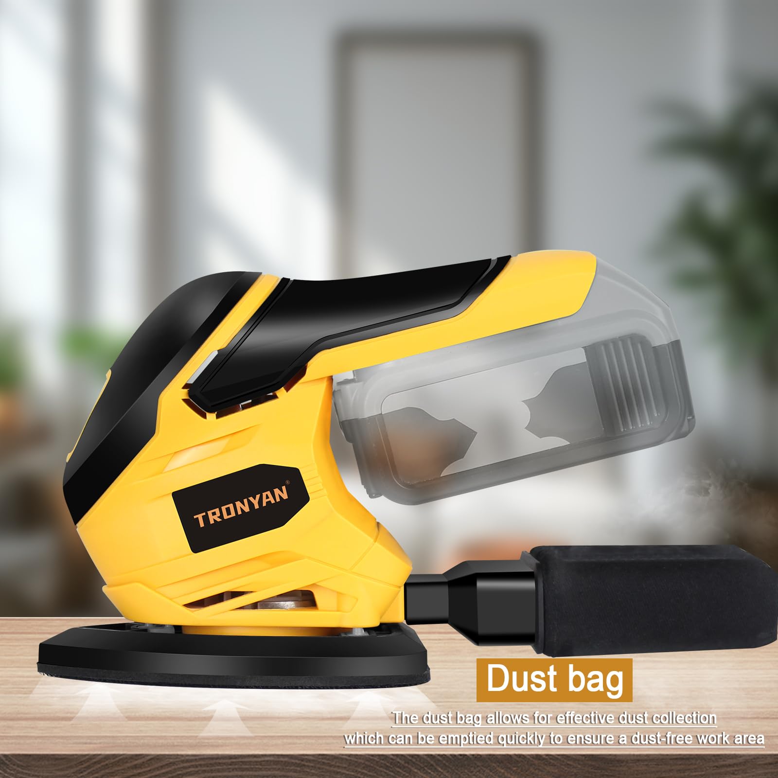 TRONYAN sander delivers 12,000 OPM high-speed sanding for efficient material removal.