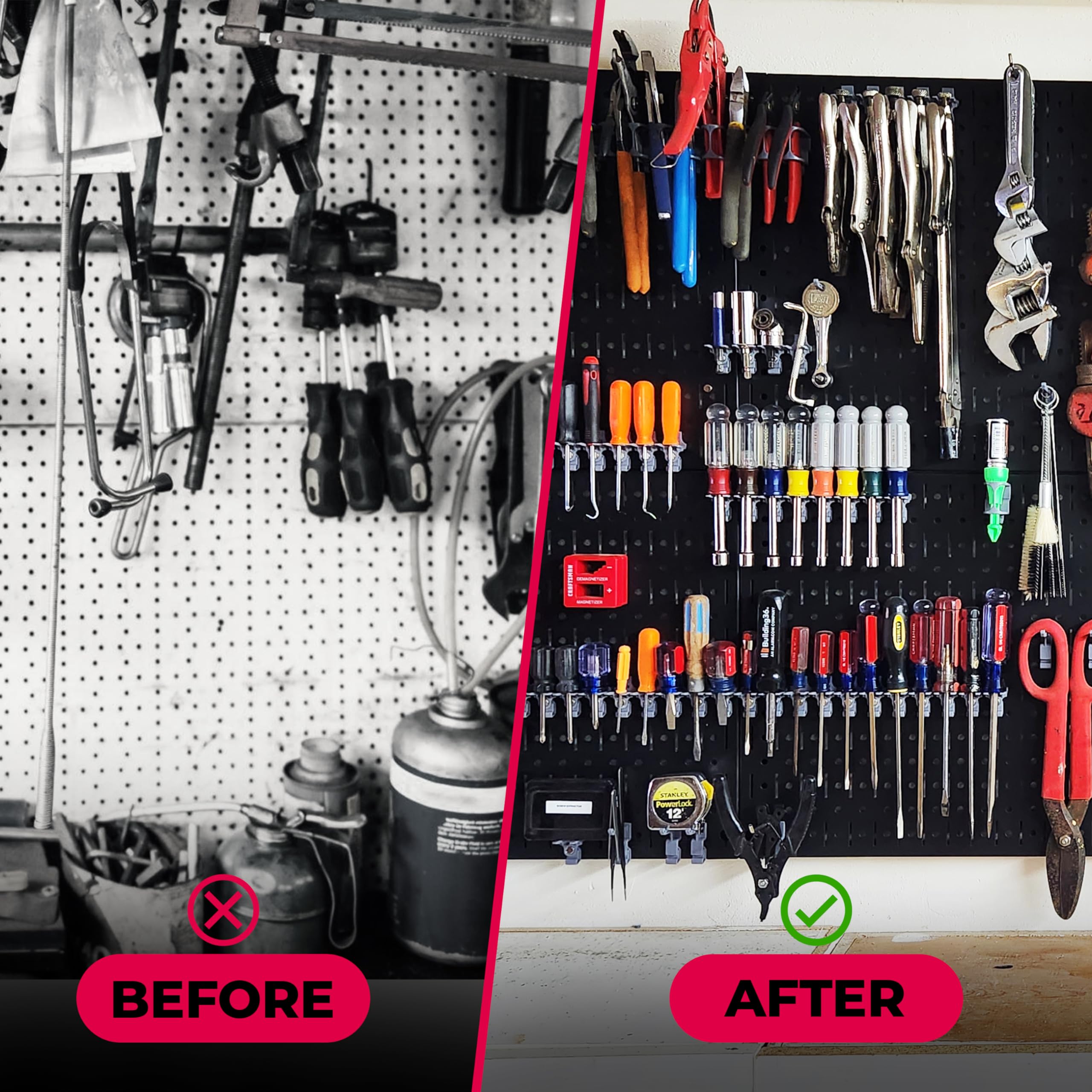 TROPEK screwdriver and bracket neatly hung for fast selections.