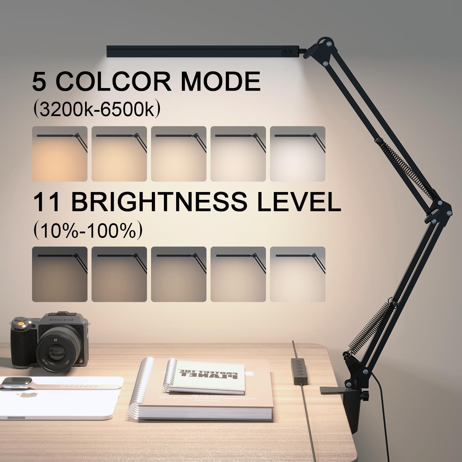 TROPICALTREE desk lamp shows five modes for reading at different times