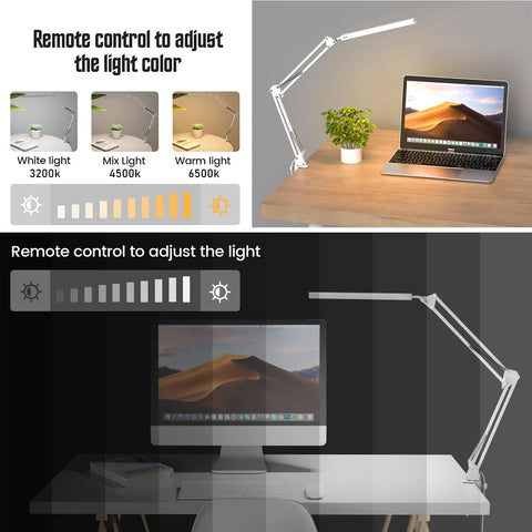 TROPICALTREE LED desk lamp clamp-attachment secures to edges up to two inches.