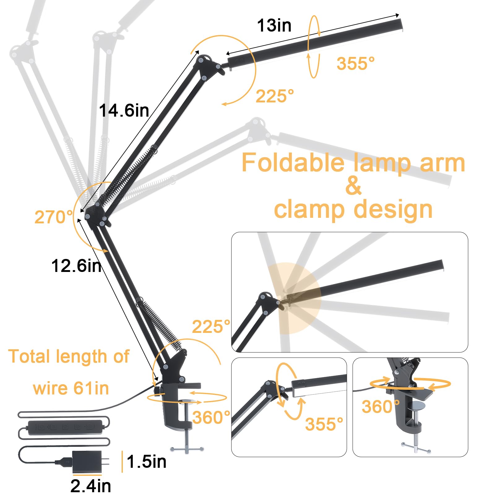 Energy-efficient TROPICALTREE desk lamp with cool aluminum board