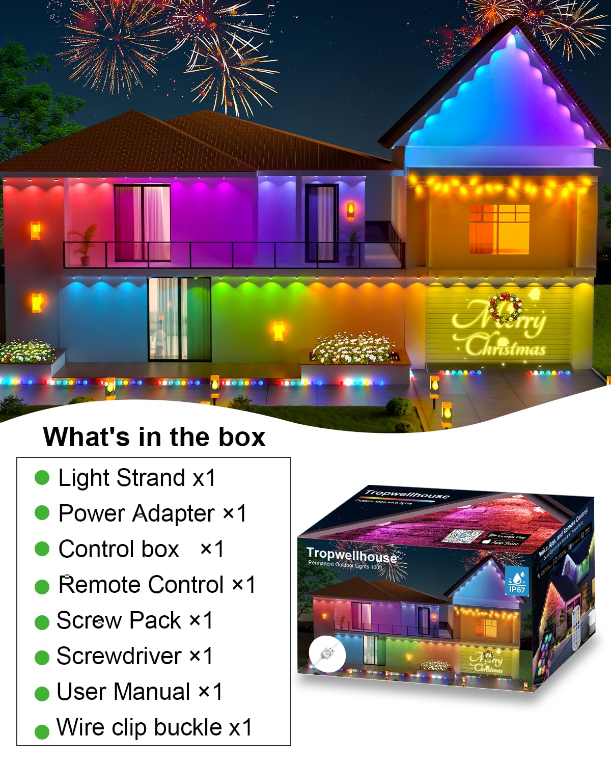 Tropwellhouse Permanent Outdoor Light Pro nighttime ambience demonstration