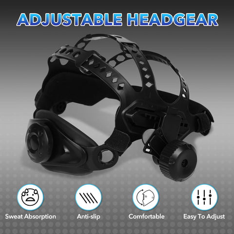 TRQWH welding helmet headgear top strap demonstrating adjustable height for a custom fit
