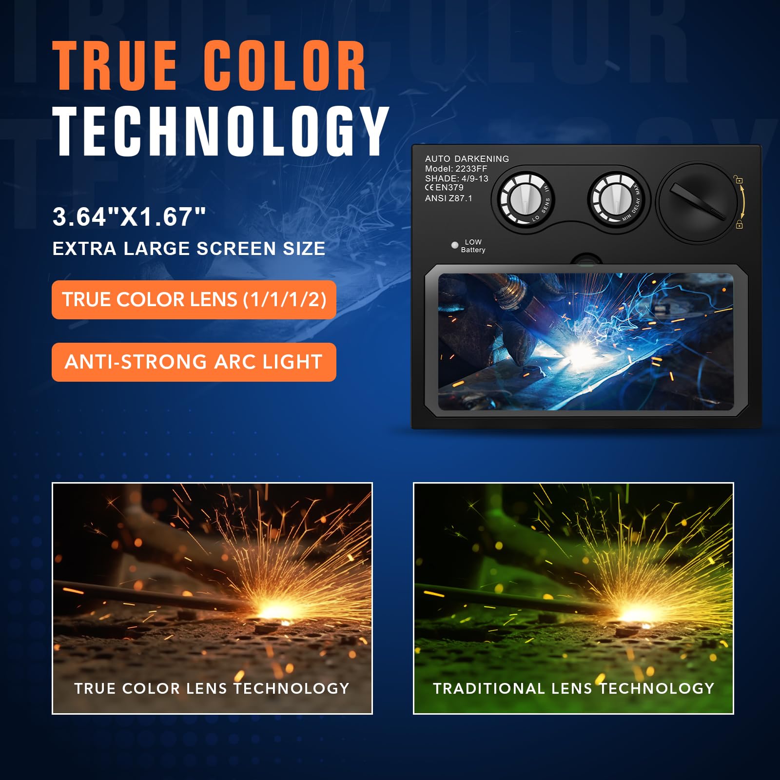 TRQWH welding lens solar battery system extends life between changes