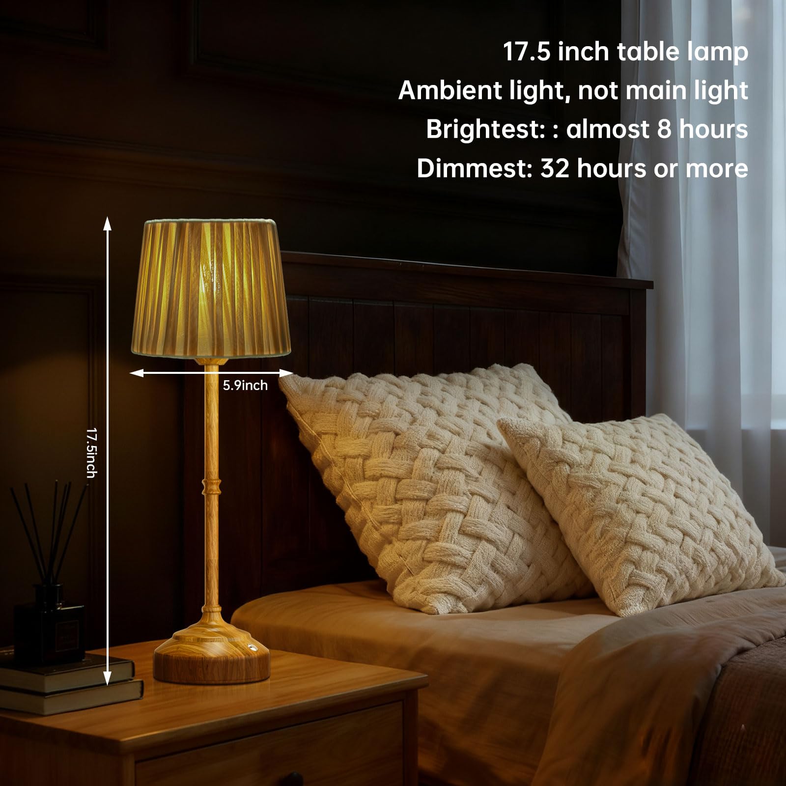 TRRMEZY fabric shade delivering a soft, diffused glow in the living room.