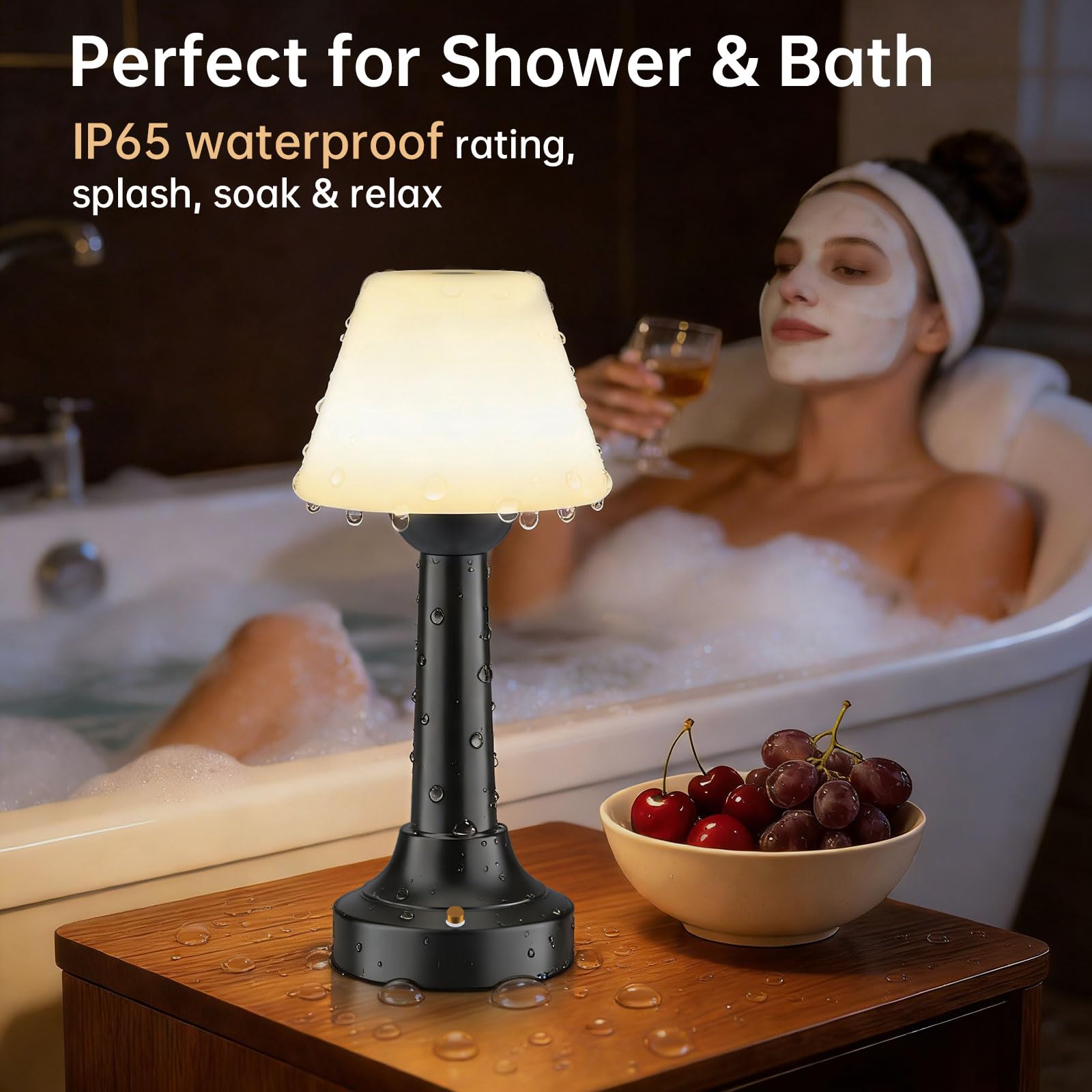 TRRMEZY rechargeable shower light with USB-C for quick all night readiness