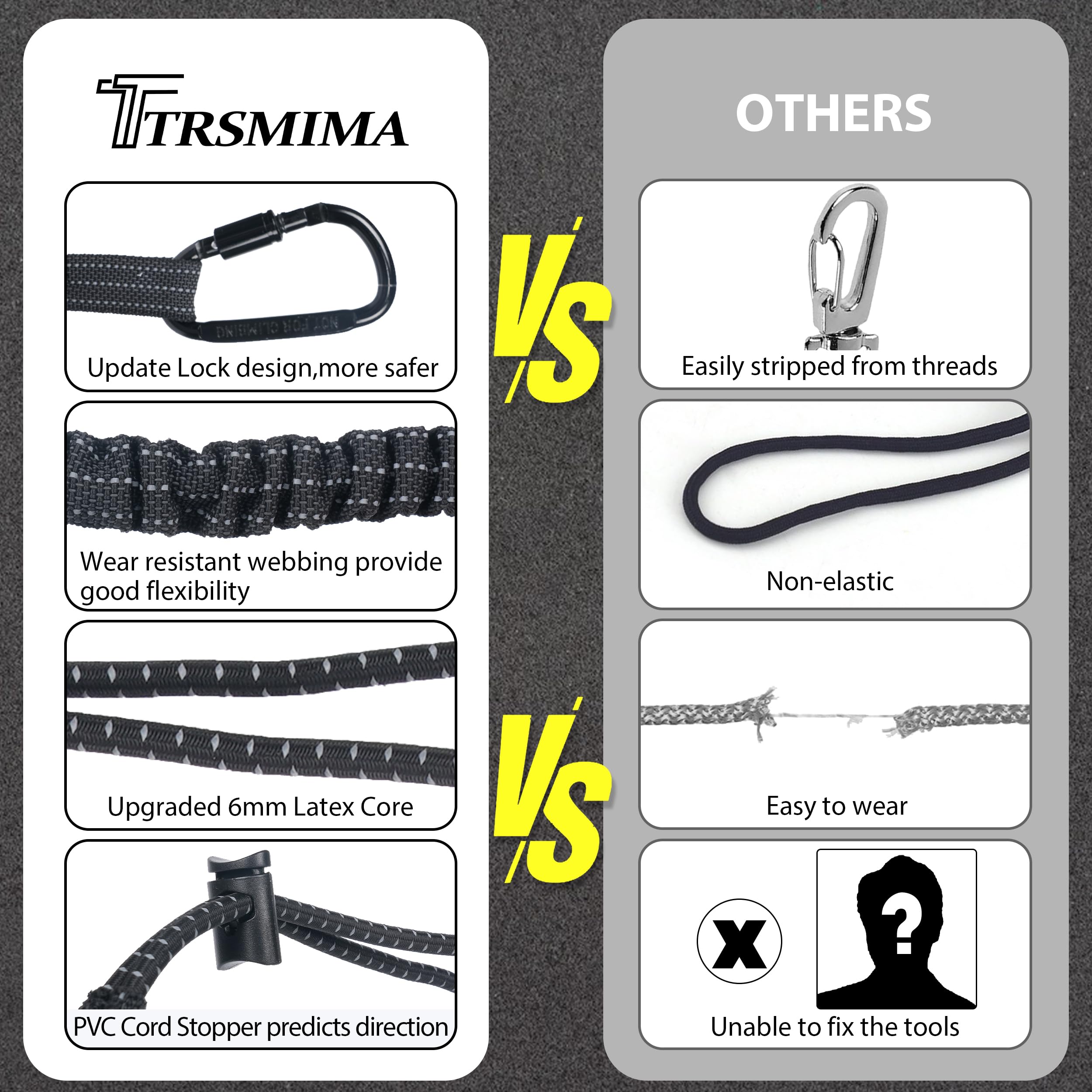 TRSMIMA cinch loop end elastic cable enables easy tethering
