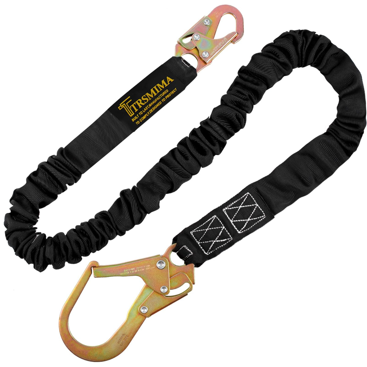TRSMIMA safety harness lanyard with internal shock absorber provides secure fall protection