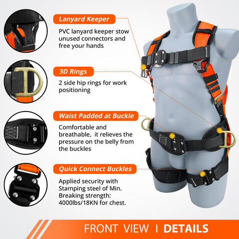 TRSMIMA safety harness with four quick-release buckles for easy wearing.