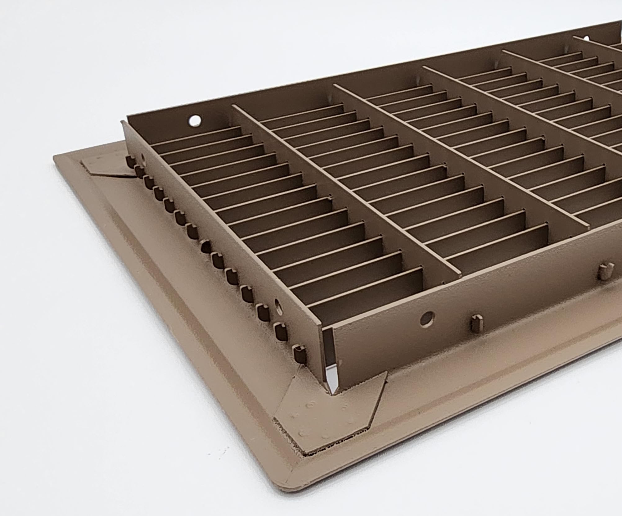 TruAire 8x12 floor grille finish close-up highlights scratch-resistant brown coating.