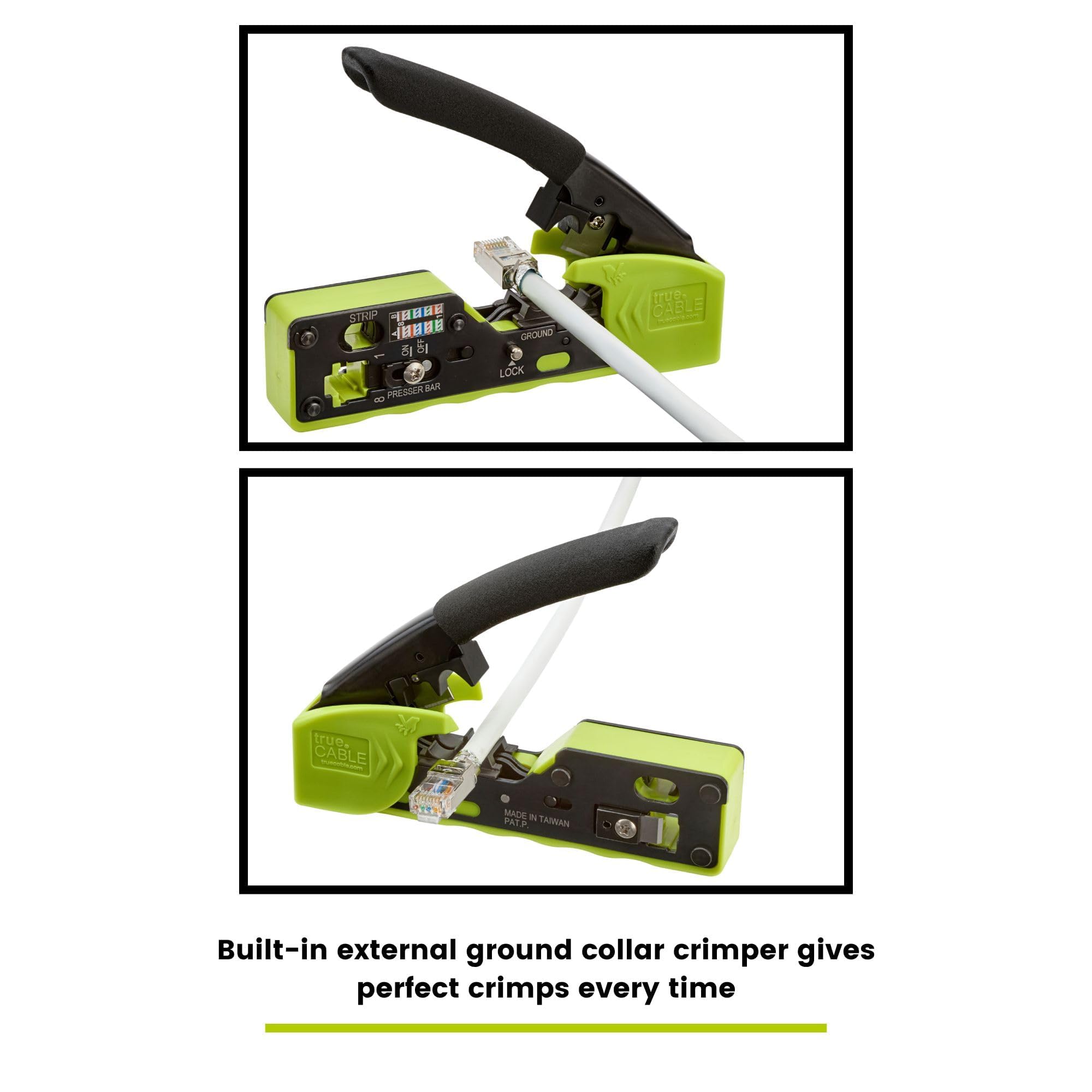TRUE CABLE ergonomic anti-slip handle during a long termination session