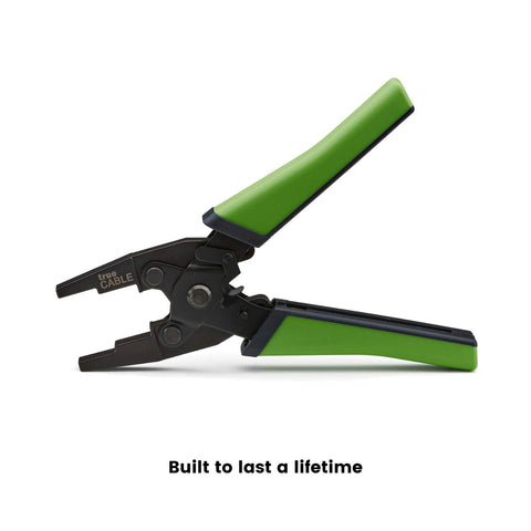 TRUE CABLE field termination plug closure in use during on-site setup.