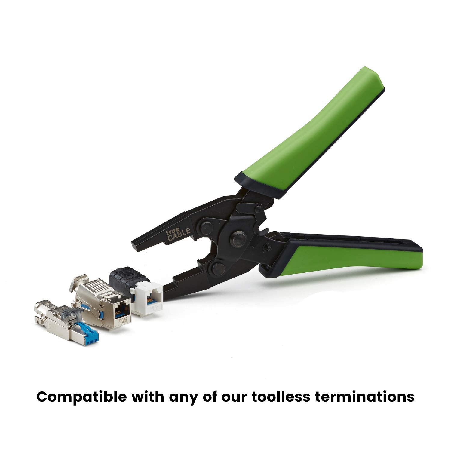 TRUE CABLE pliers in side view highlighting ergonomic rubberized TPE handles.