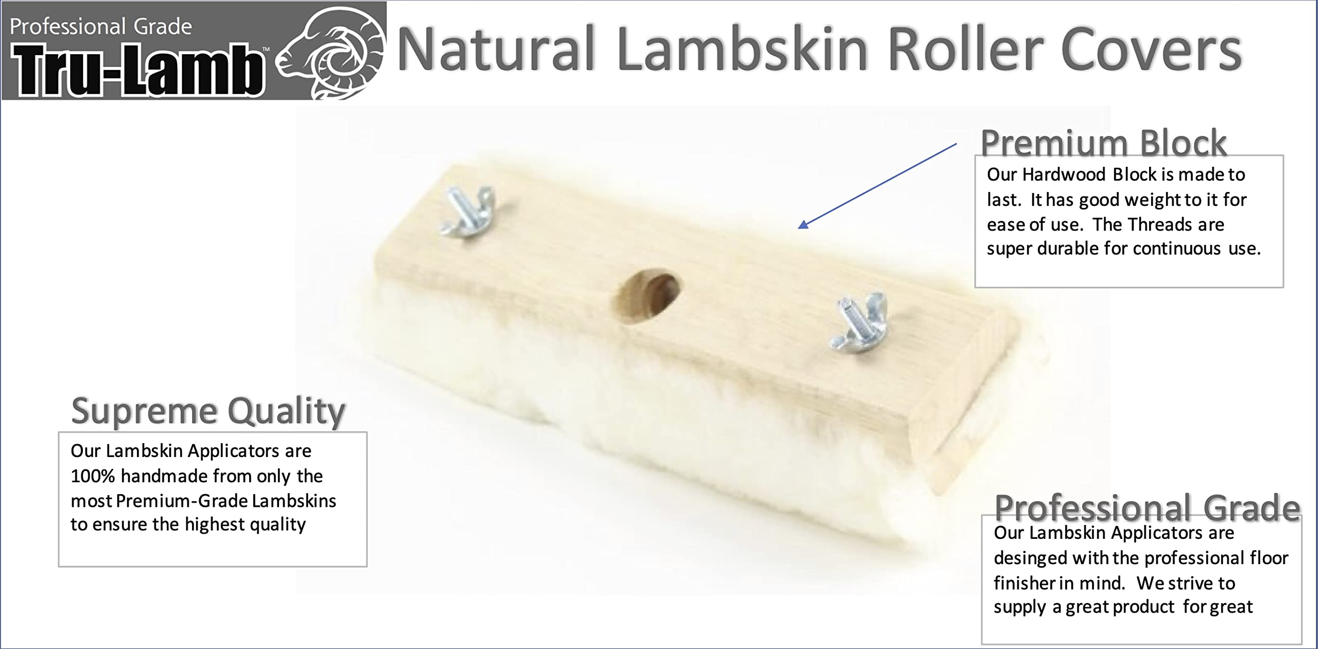 Tru-Lamb lambswool application pad delivering lint-free performance on wood finishes.
