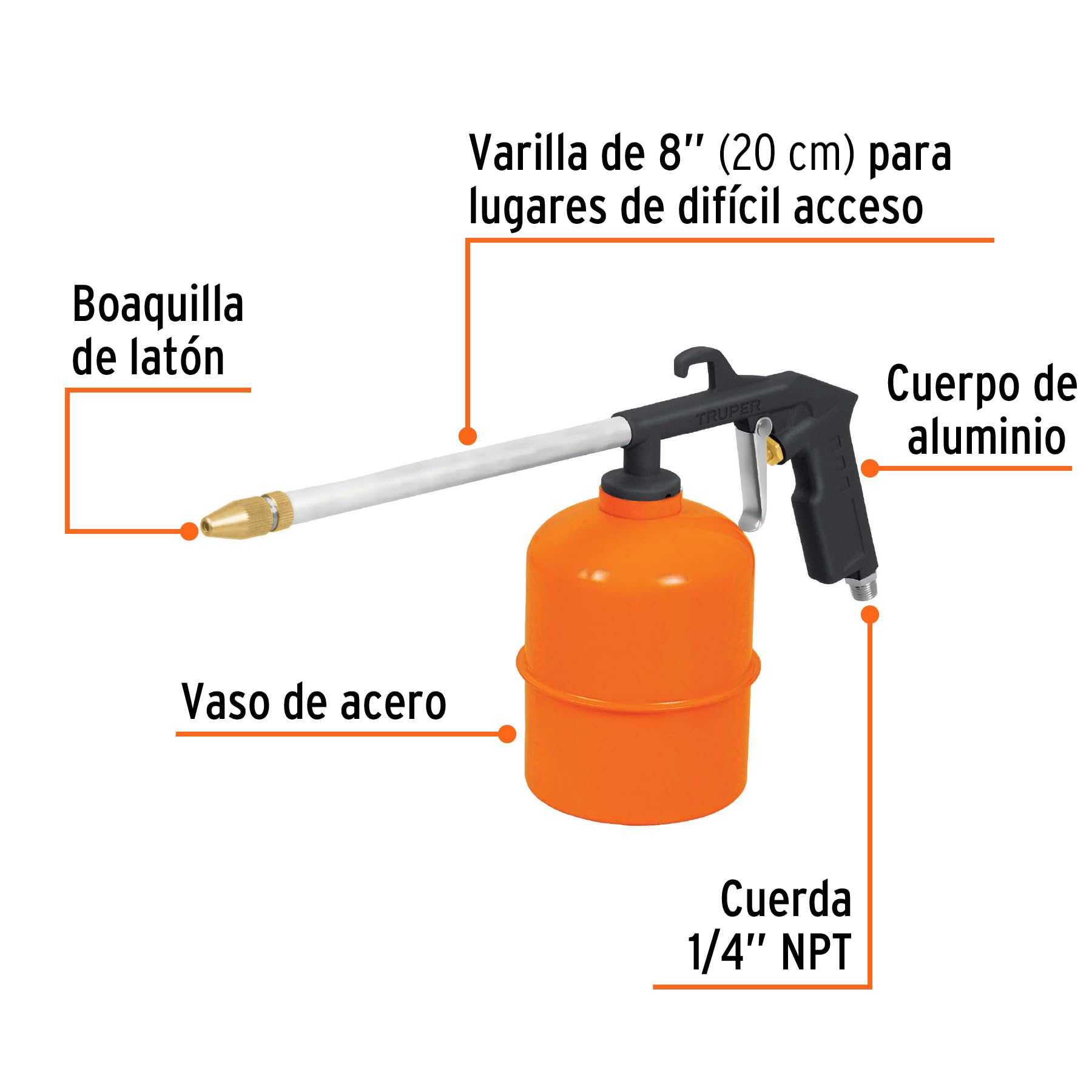Truper Pili-697 engine cleaning gun side view showing ergonomic grip.