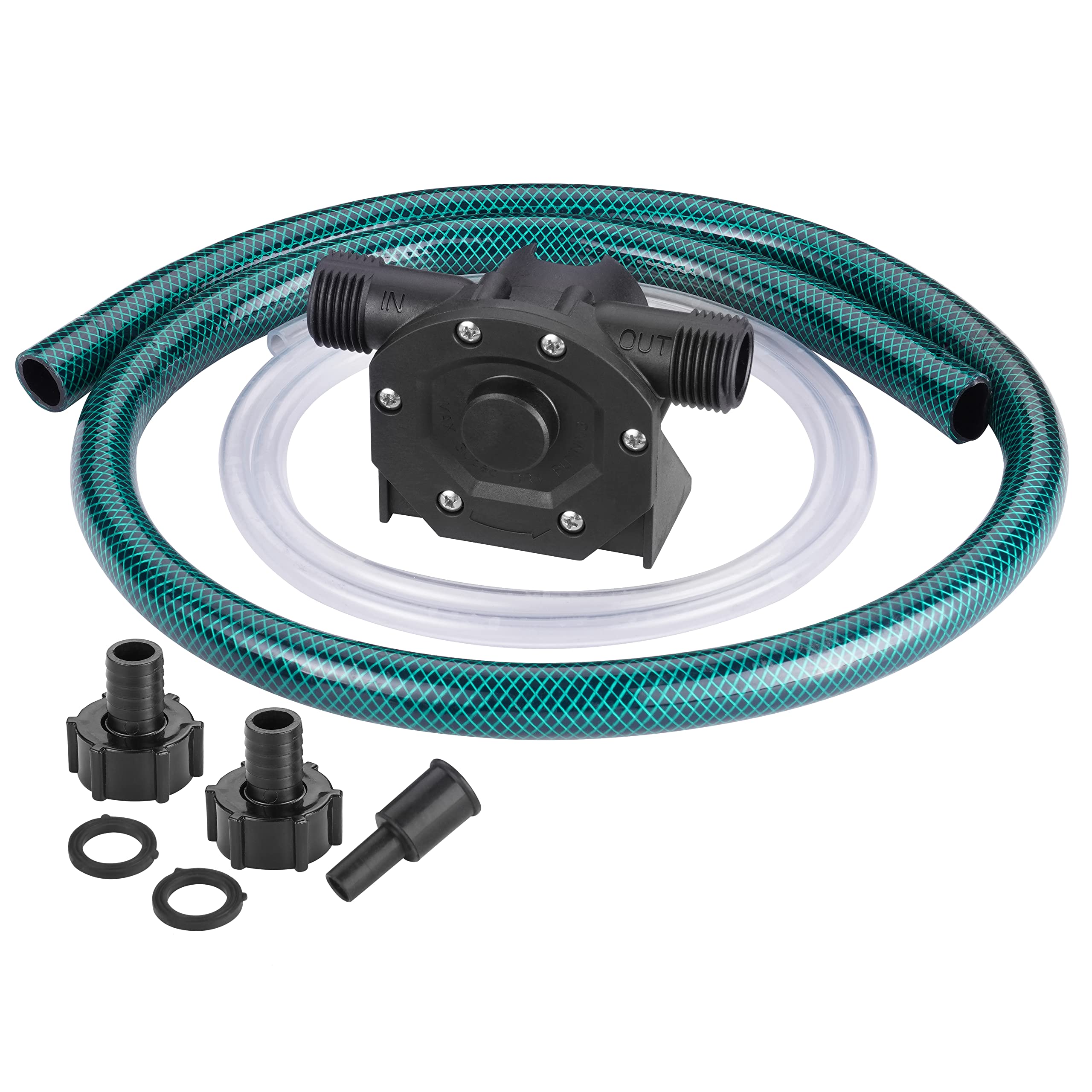 TRUPOW self-priming drill pump with water hose for quick water transfer