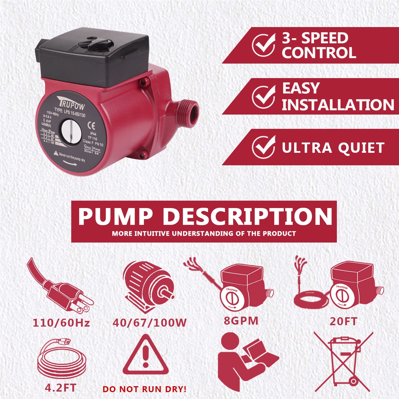 TRUPOW three-speed control close-up highlighting adjustable flow