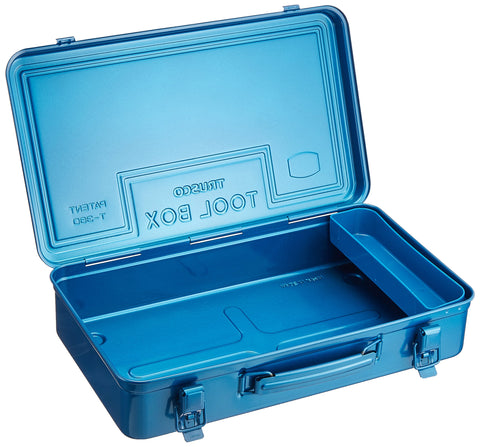 Trusco T-360 blue trunk toolbox exterior dimensions show compact footprint