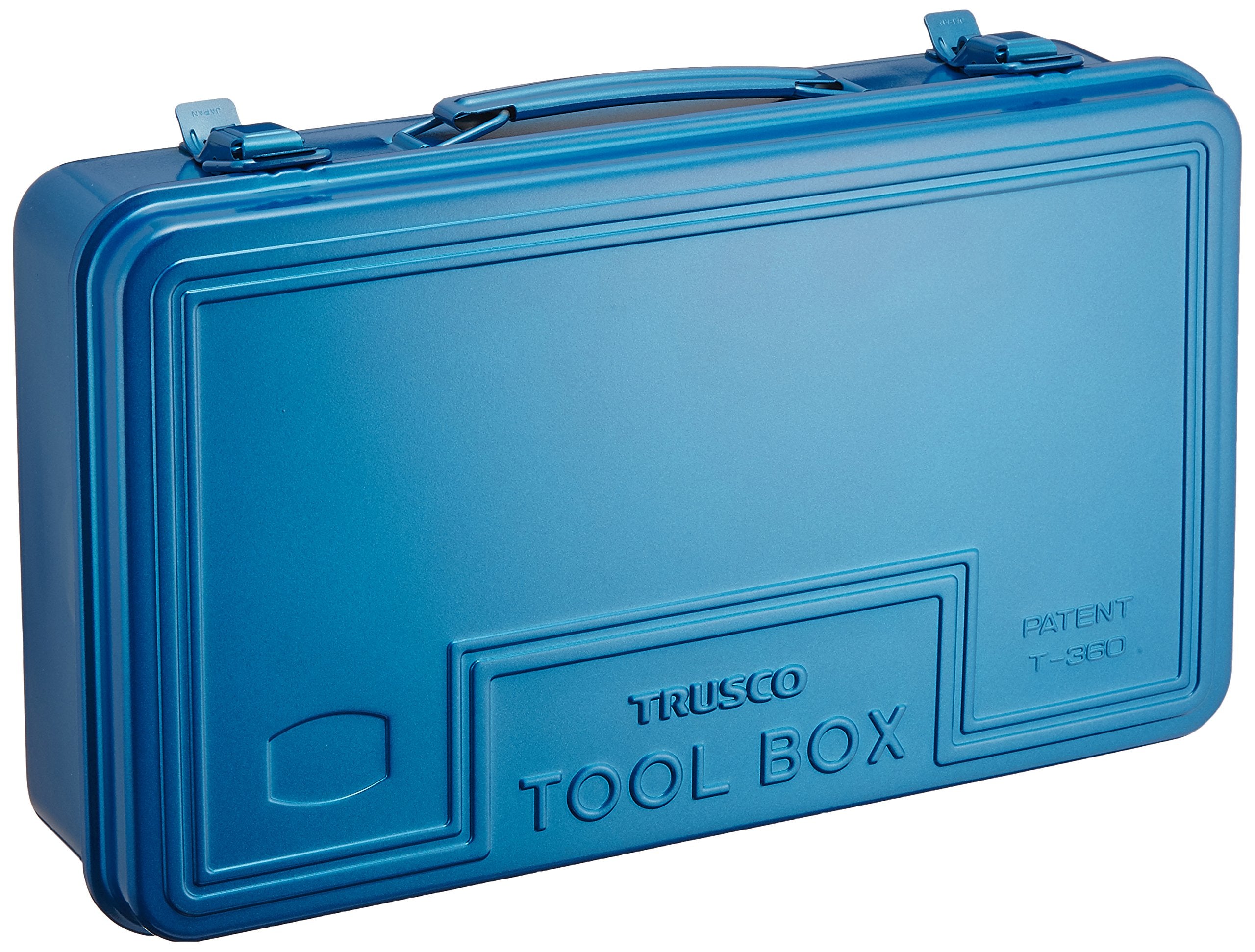 Trusco T-360 trunk tool box blue front view, durable and ready for gear